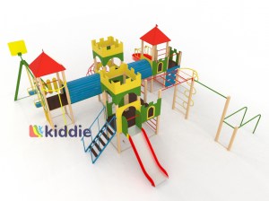 Игровой комплекс Замок 3 с пластиковой горкой